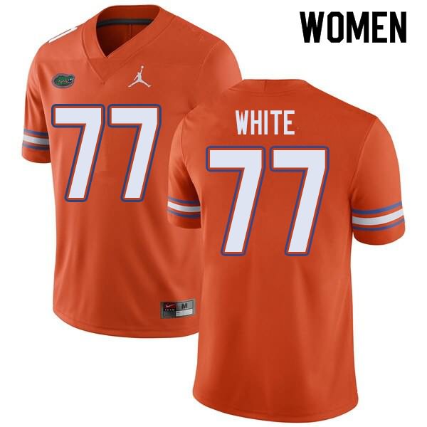 Women's NCAA Florida Gators Ethan White #77 Stitched Authentic Jordan Brand Orange College Football Jersey LWN2465BX